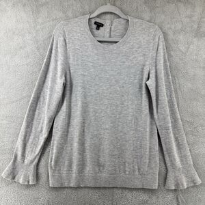 Talbots Crew Sweater Women M Gray Lambswool Preppy Old Money